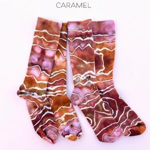Caramel Tan Brown Geode Socks Tie Dye Bamboo Socks Ice Dye Hand Dyed Crew Socks